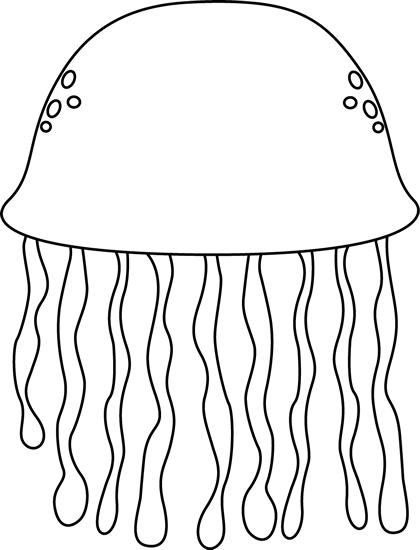Jellyfish Clip Art Image   Black And White Outline Of A Jellyfish
