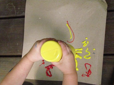 Ketchup And Mustard Squeeze Painting In Preschool
