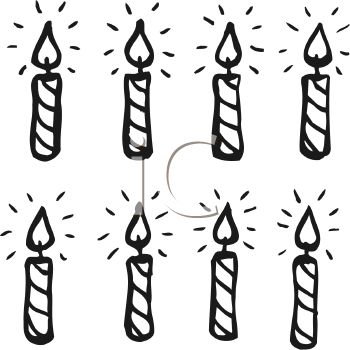 Picture Of A Rows Of Birthday Candles Burning In Black And White In A