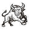 Raging Bull Attacking Charging Woodcut   Stock Vector Graphics
