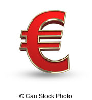 Red Euro Symbol On White   Red Euro Sign On White Isolated   
