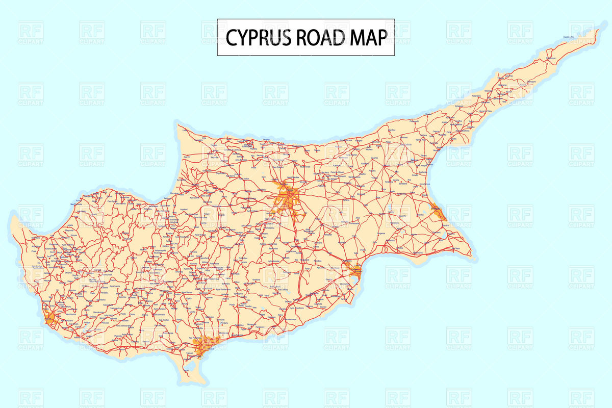 Road Map Of Cyprus Island 6600 Download Royalty Free Vector Clipart
