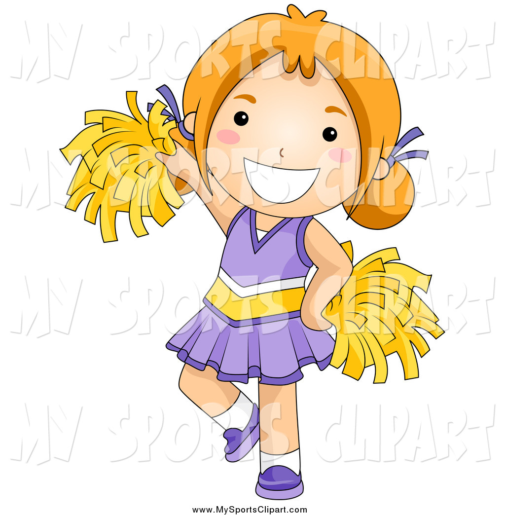 Sports Clip Art Of A Happy Cheerleader Girl In Purple And Yellow By