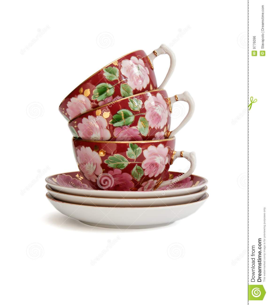 Stack Of Tea Cups With Saucers Royalty Free Stock Image   Image