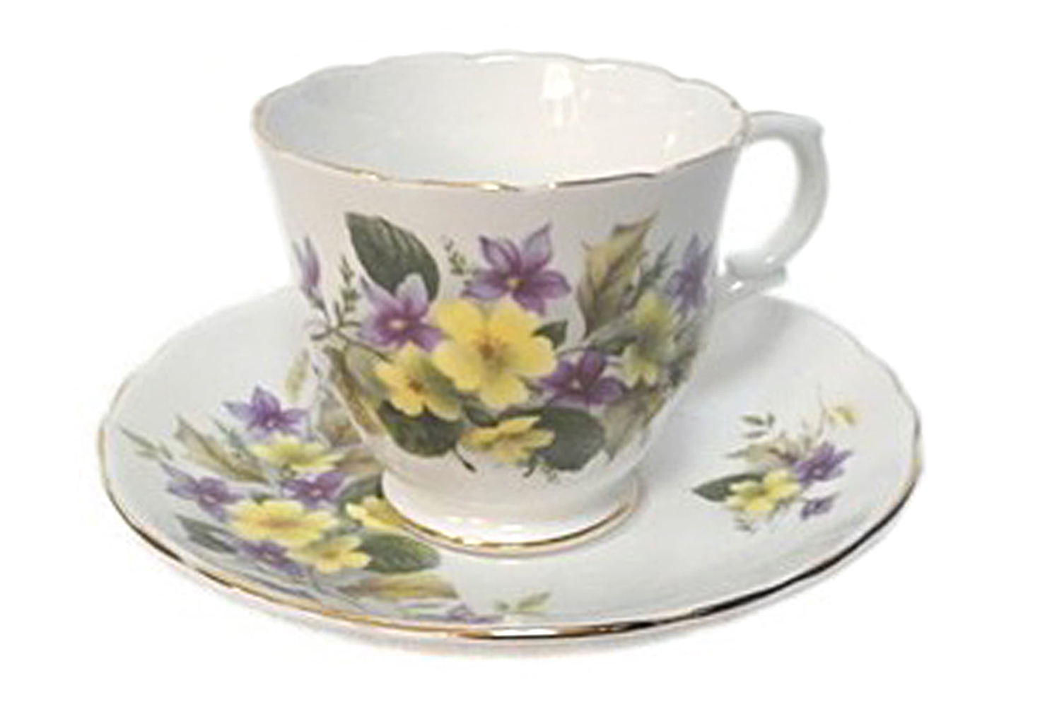 Staffordshire Tea Cup And Saucer Purple Violets   Second Shout Out