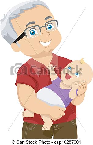 Vector   Grandfather And Grandchild   Stock Illustration Royalty Free