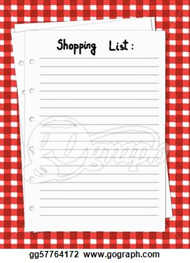 Vector Stock   Vector Illustration Of A Blank Shopping List On A Red