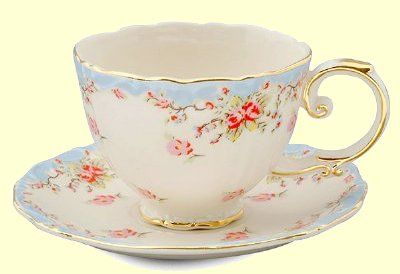 Vintage Blue Rose Porcelain Tea Cups Teacups And Saucers