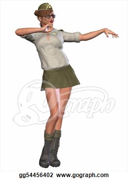       3d Render Of An Army Pinup Girl  Clipart Drawing Gg54456402