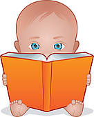 Baby Reading   Clipart Graphic
