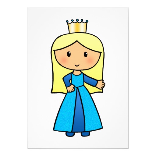 Cartoon Clip Art Cute Blond Princess In Blue Dress 5 X 7 Invitation