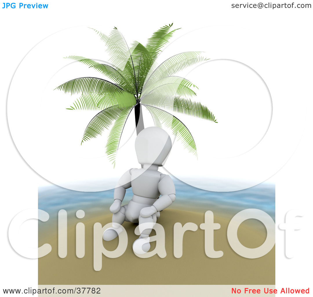 Clipart Illustration Of A 3d White Character On Vacation Relaxing