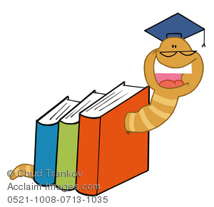 Clipart Illustration Of A Bookworm That Has Chewed Through Three Books