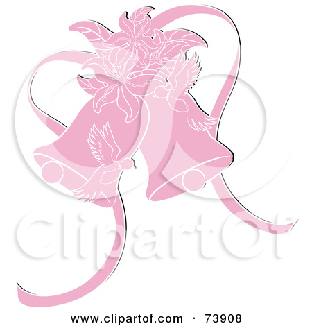 Clipart Illustration Of Pink Doves Lilies And Wedding Bells By Pams