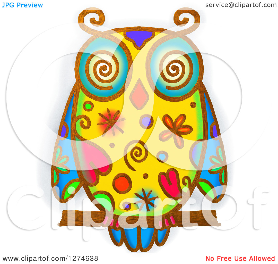 Clipart Of A Whimsical Perched Owl   Royalty Free Illustration By