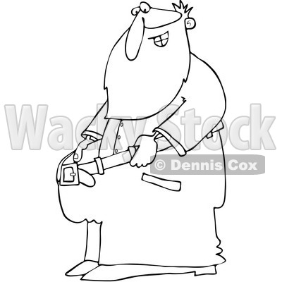 Clipart Outlined Fit Santa Holding Out His Big Pants After Losing