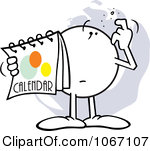 Clipart Puzzled Moodie Character Holding A Calendar Royalty Free    