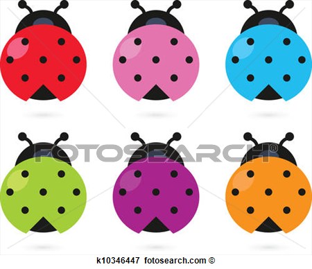 Cute Colorful Ladybug Set Isolated On White K10346447   Search Clipart