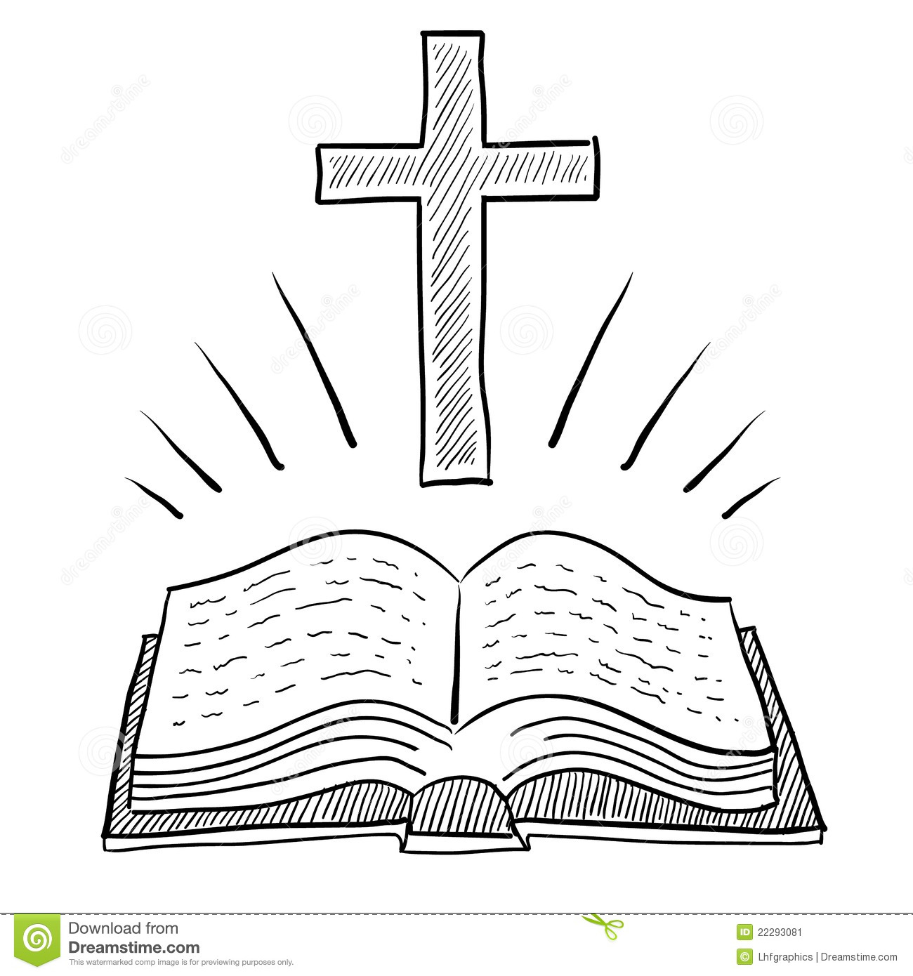 Doodle Style Bible Or Book With Christian Cross Vector Illustration
