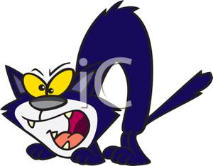 Hissing Cat With Back Arched   Scaredy Cat   Royalty Free Clipart