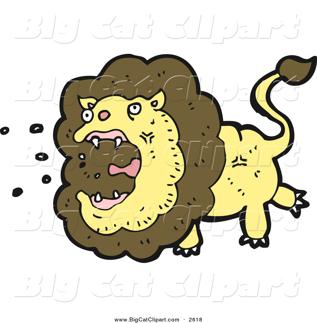Larger Preview  Big Cat Cartoon Vector Clipart Of A Roaring Male Lion
