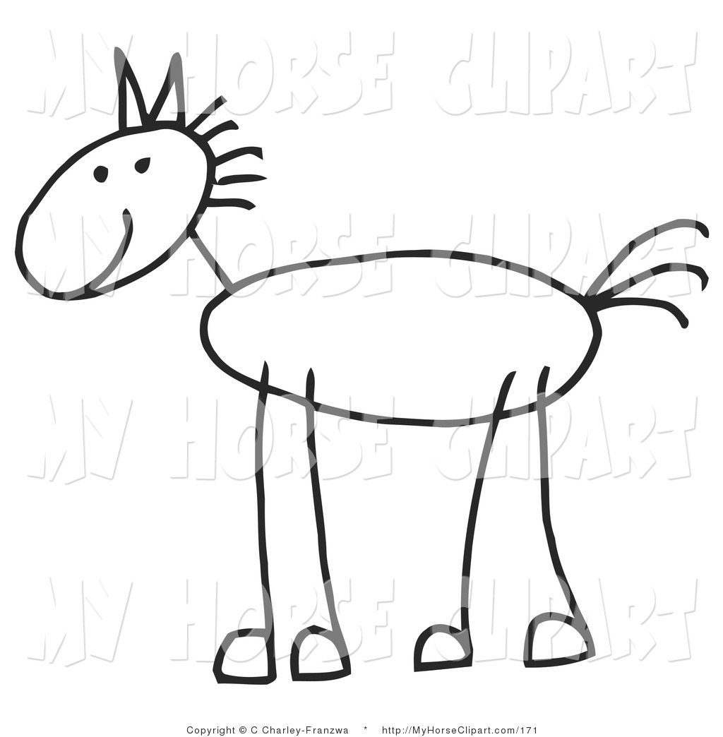 Larger Preview  Clip Art Of A Happy Stick Figure Pony In Profile By C