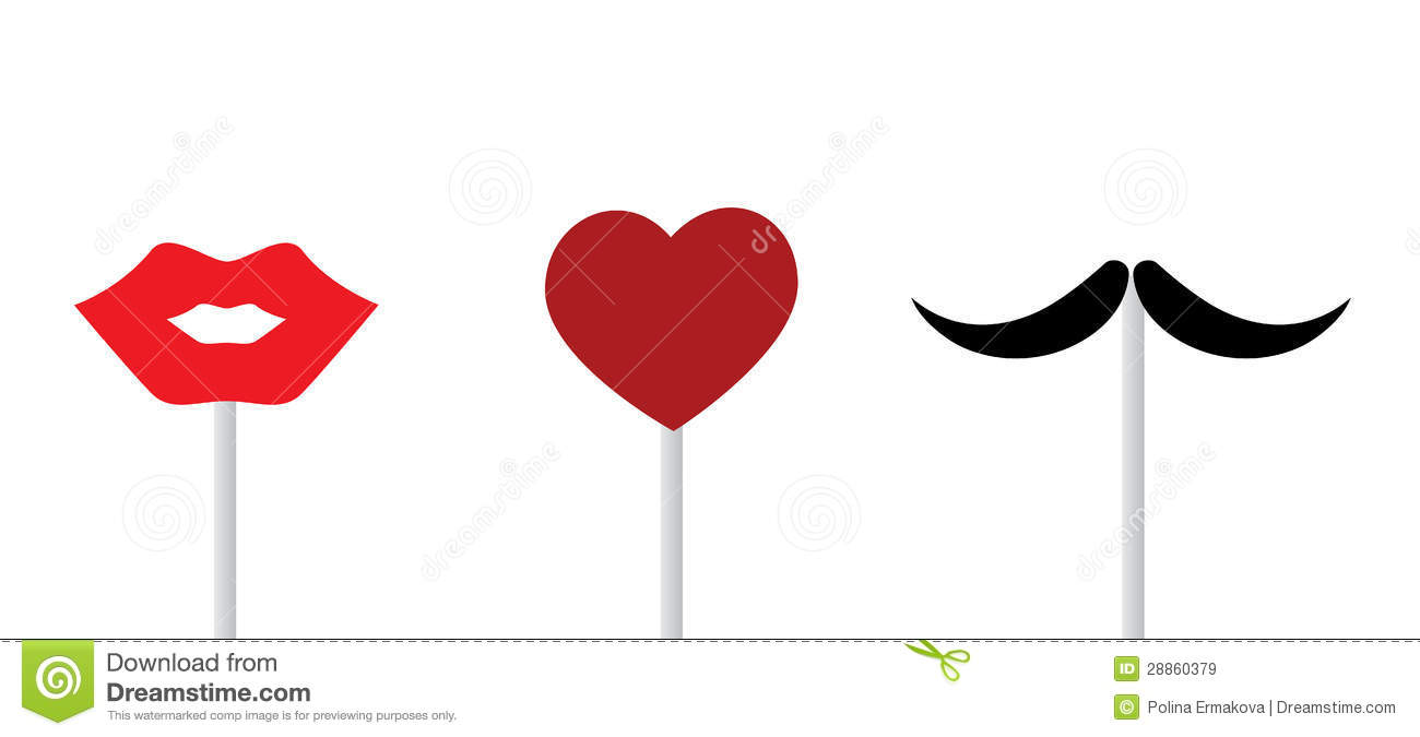 Lips Heart Mustache Royalty Free Stock Images   Image  28860379
