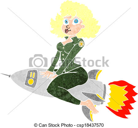 Of Cartoon Army Pin Up Girl Riding Missile   Cartoon Army