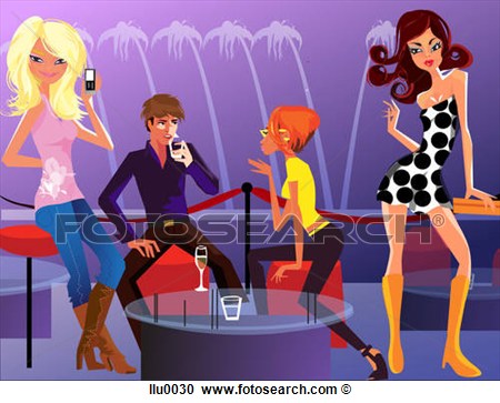 People Socializing At A Night Club  Fotosearch   Search Clipart