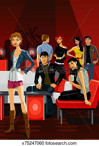 People Socializing At Night Club  Fotosearch   Search Clipart