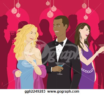 People Socializing With Cocktails At A Party  Stock Clipart Gg62249283