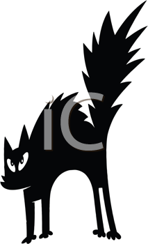 Scaredy Halloween Cat Royalty Free Vector Clipart   Black Cat Picture