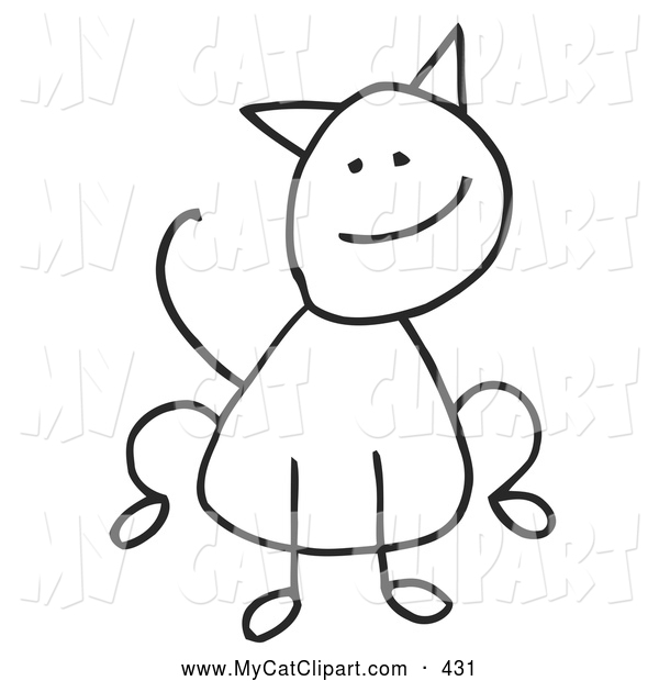 Stick Cat Smiling Cat Clip Art C Charley Franzwa