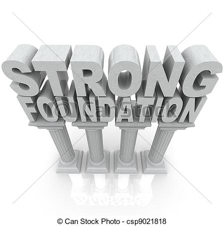 Stock Illustration   Strong Foundation Words On Granite Marble Columns