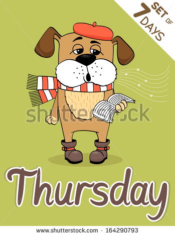 Thursday Weekdays Hipster Illustration Calendar Set   Stock Photo