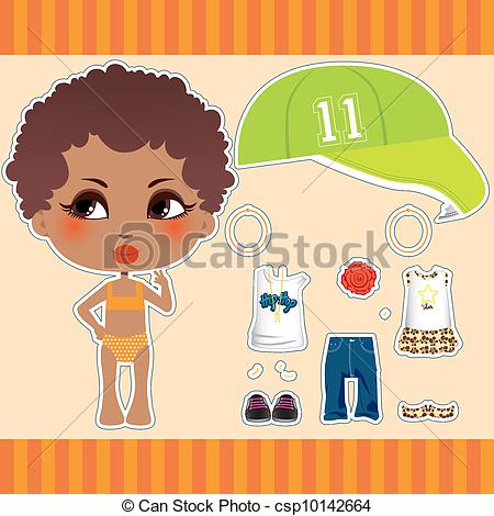 Vector   Afro American Fashion Girl   Stock Illustration Royalty Free