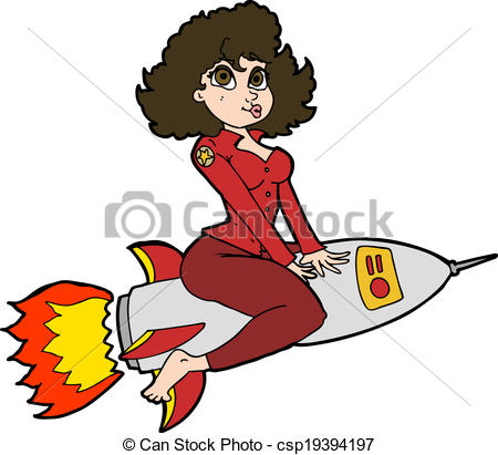 Vector   Cartoon Army Pin Up Girl Riding Missile   Stock Illustration