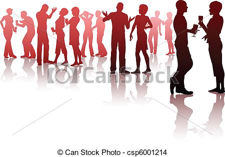 Vector Of Party   Editable Vector Silhouettes Of People Socializing