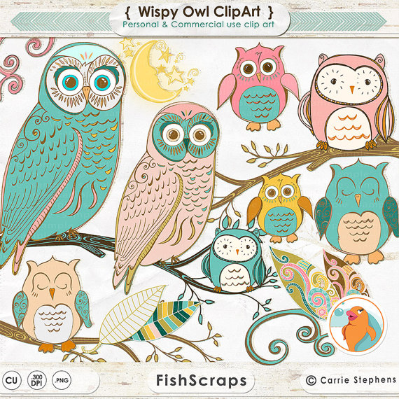 Whimsical Owl Clip Art Folk Art Owl Clipart Royalty Free Images    