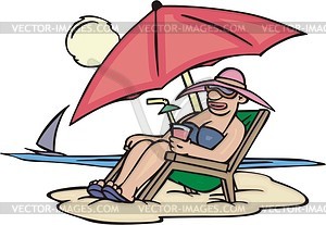 Woman Relaxing On A Beach   Vector Clipart