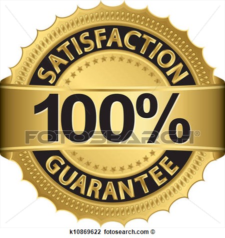 100 Percent Satisfaction Guarantee Golden Sign With Ribbon Vector