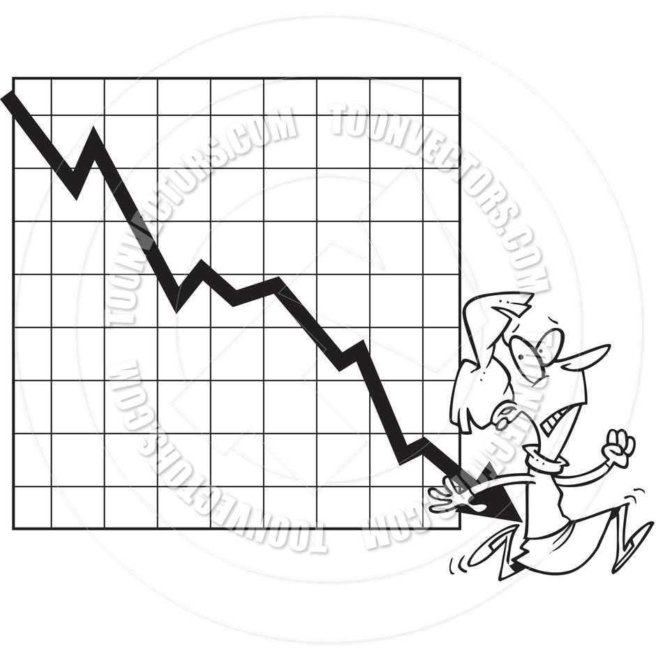 Cartoon Falling Profit Chart  Black And White Line Art  By Ron    
