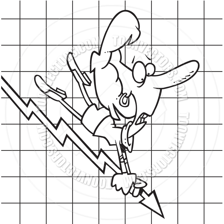 Cartoon Falling Profit Chart  Black And White Line Art  By Ron