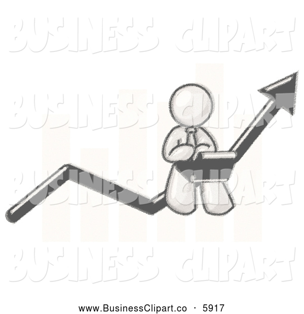 Cartoon Vector Clip Art Of A Man Sitting On A Line From A Line Graph