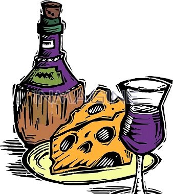 Cartoon Wine And Cheese