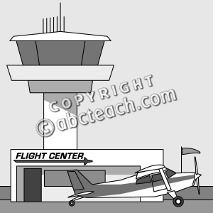 Clip Art  Buildings  Airport Terminal And Control Tower Grayscale