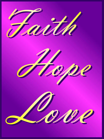 Clip Art Image  Faith Hope Love  Purple Background 