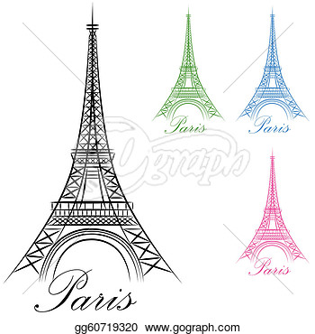 Clipart   An Image Of A Paris Eiffel Tower Icon   Stock Illustration