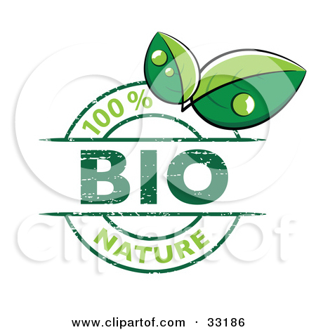 Clipart Illustration Of A 100 Percent Bio Nature Stamp With Two Green