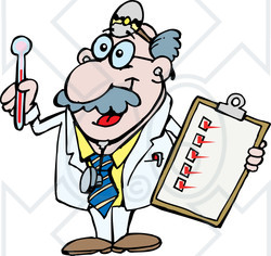 Clipart Illustration Of A Happy Senior Medical Doctor Holding A